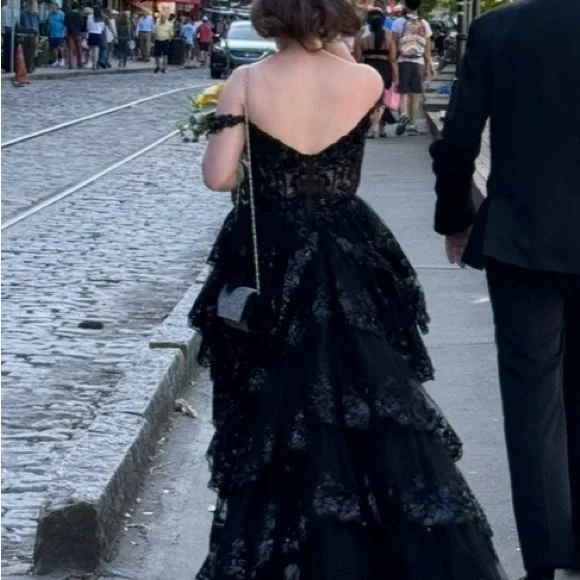 Sherri Hill Black Lace Prom Dress - Picture 1 of 6